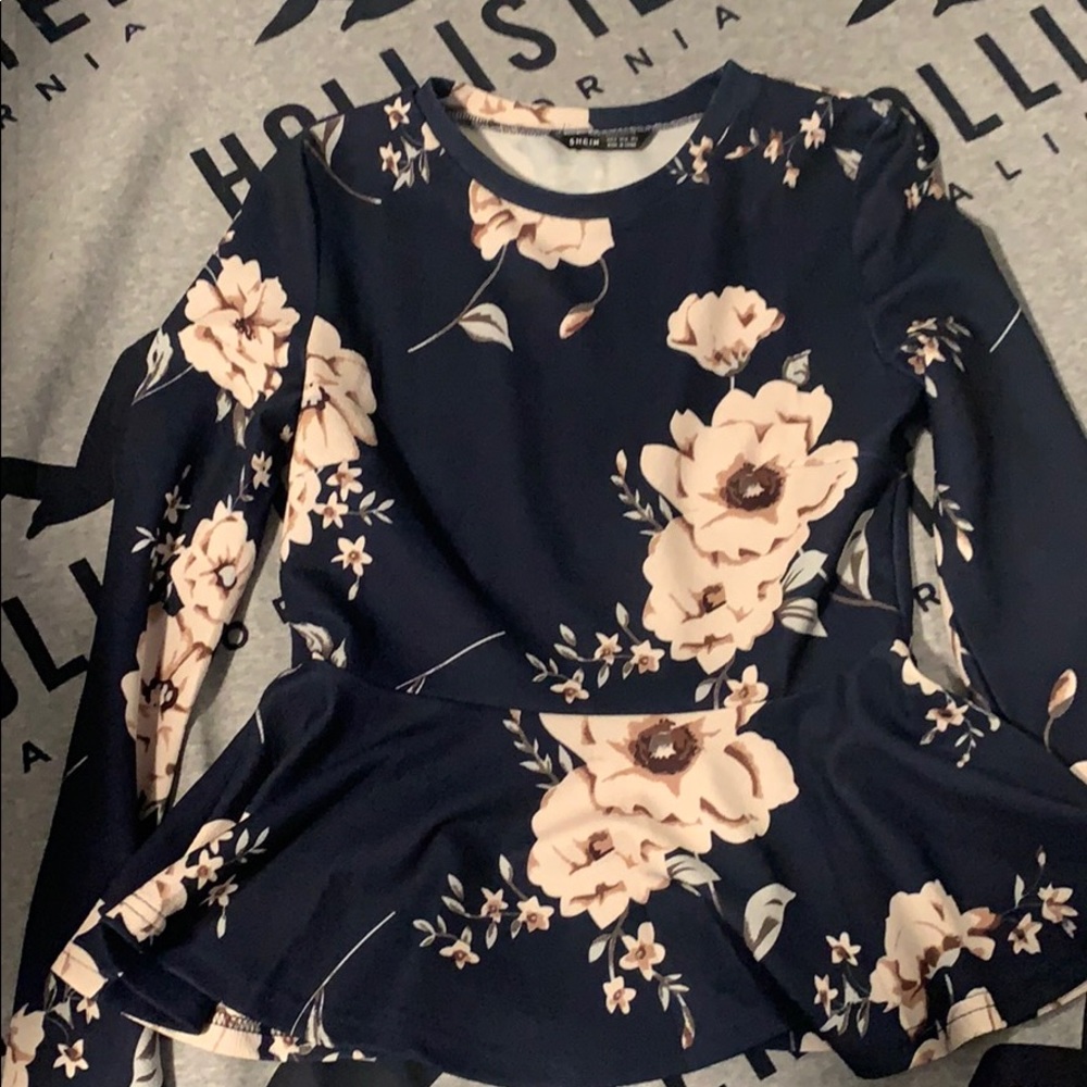 Blue floral top good for work